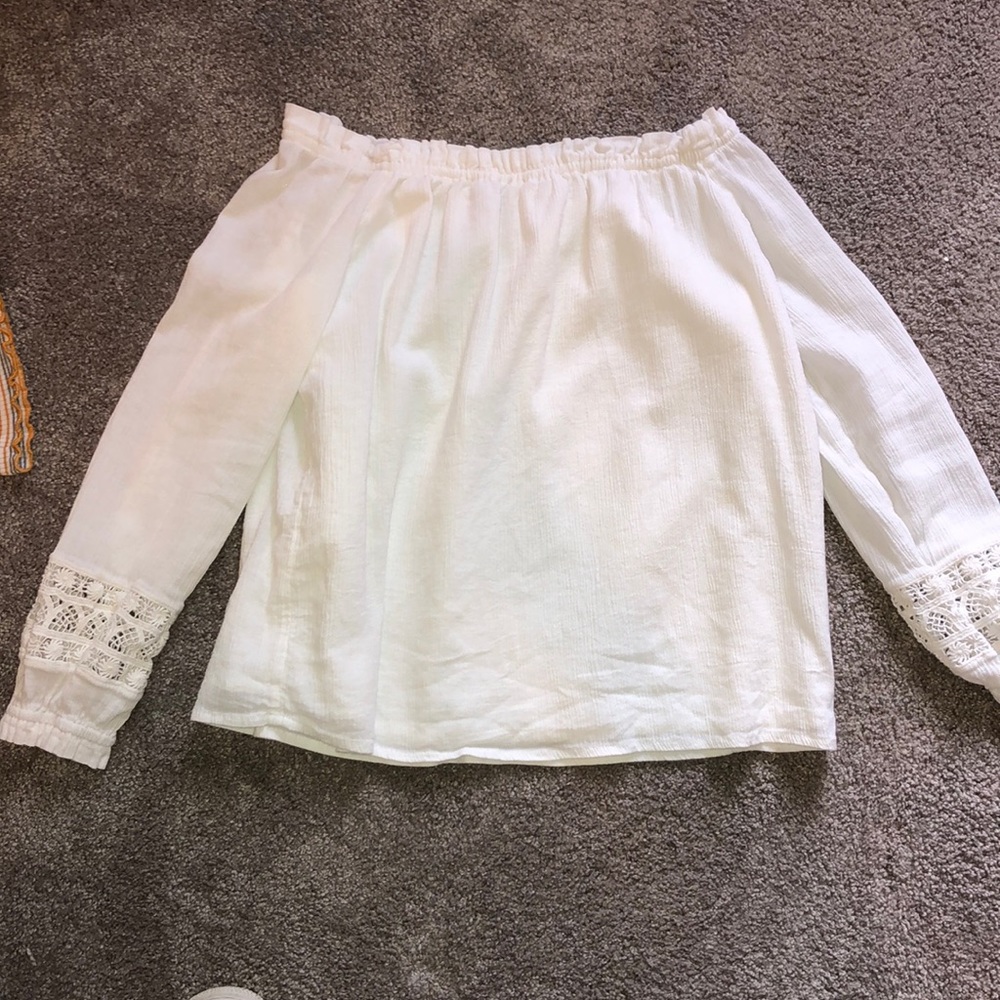 White off the shoulder tee